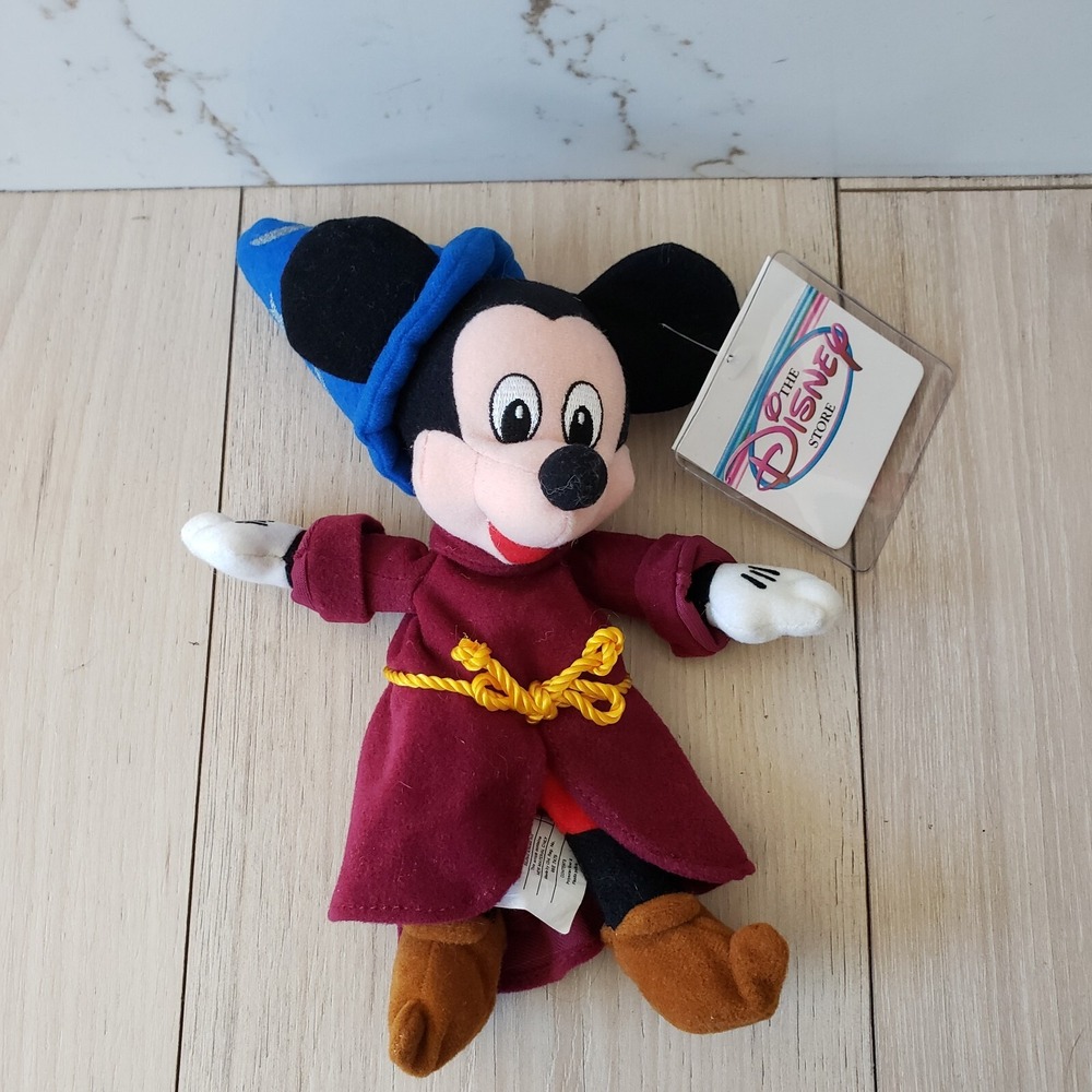 Disney Sorcerer Mickey Plush Red Fantasia Vintage Disneyland Parks Toy 10"